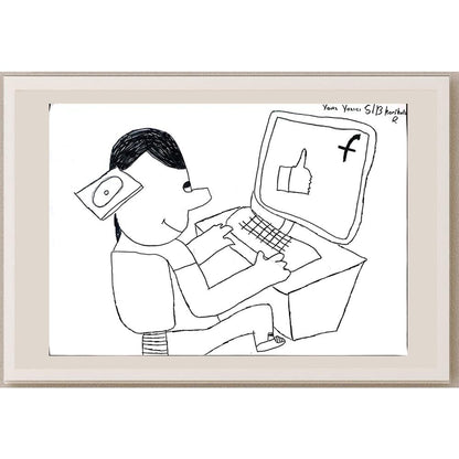 Yavuz Yazıcı 43x30cm Orijinal Karikatür BOD01459