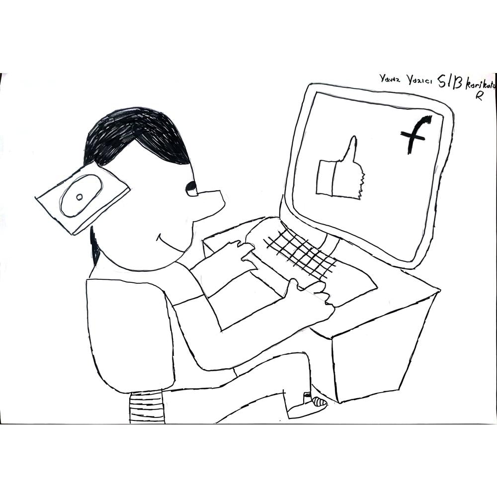 Yavuz Yazıcı 43x30cm Orijinal Karikatür BOD01459