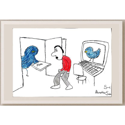 Ahmethan Şahin 43x30cm Orijinal Karikatür BOD01463