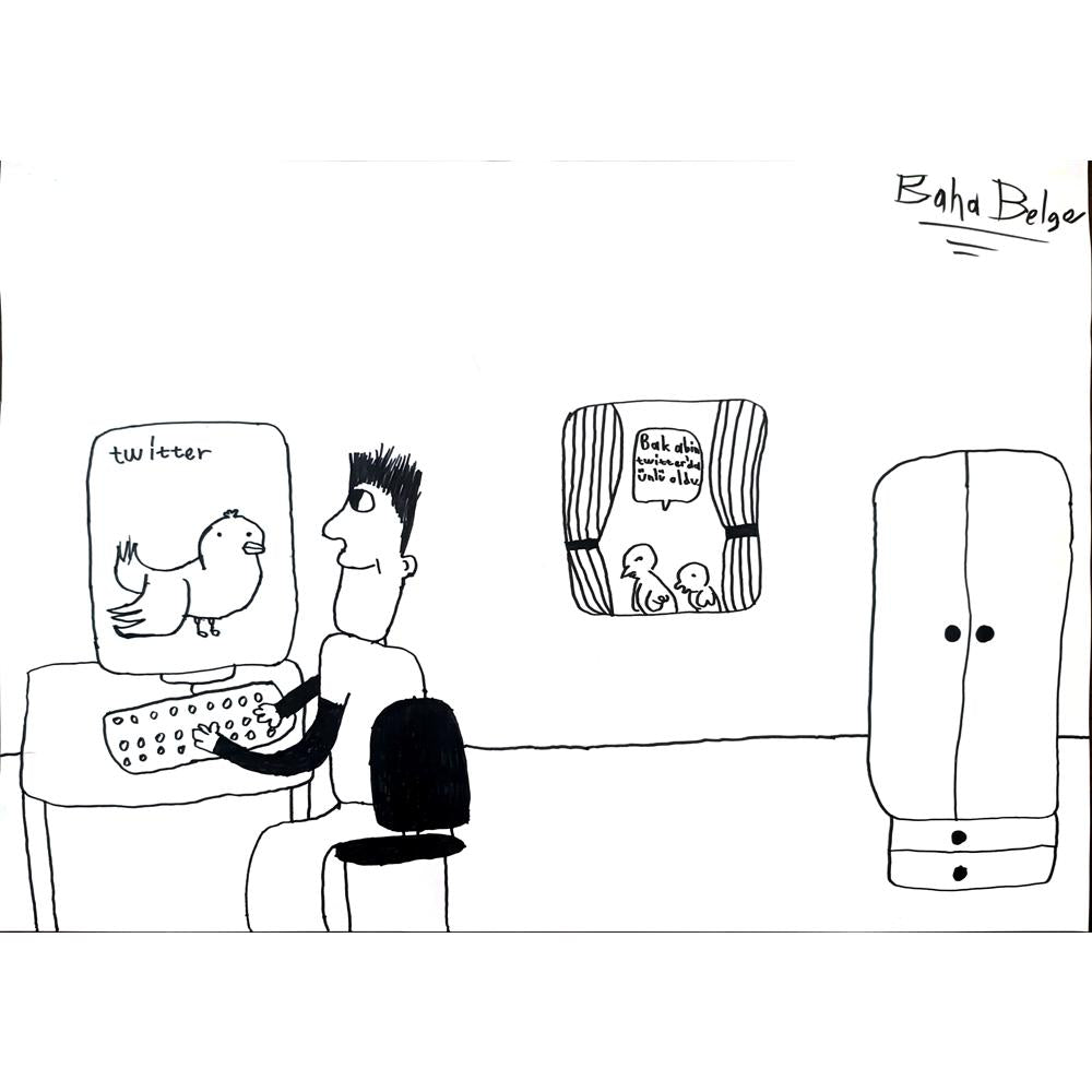 Baha Belge 43x30cm Orijinal Karikatür BOD01465