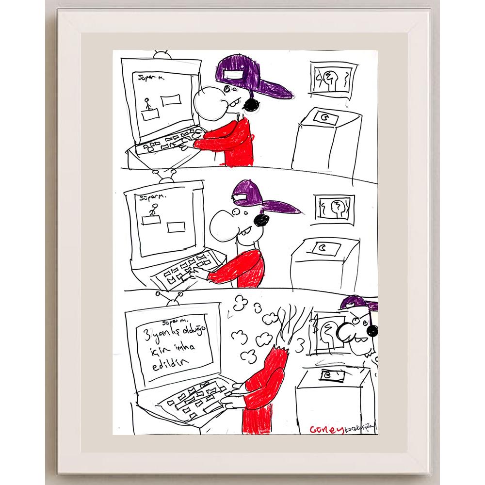 Güney Karakaşoğlu 43x30cm Orijinal Karikatür BOD01467