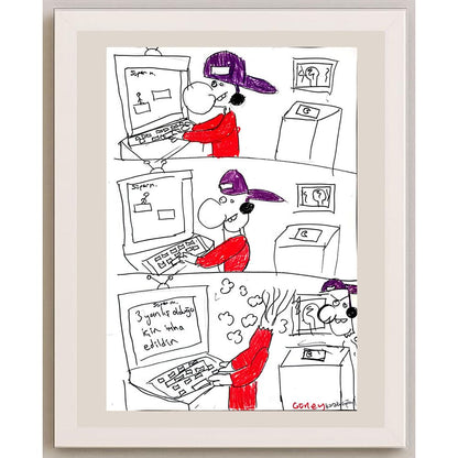 Güney Karakaşoğlu 43x30cm Orijinal Karikatür BOD01467