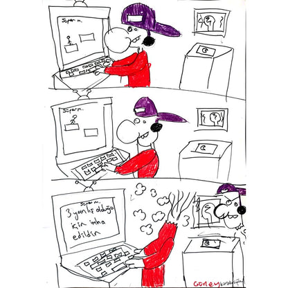 Güney Karakaşoğlu 43x30cm Orijinal Karikatür BOD01467