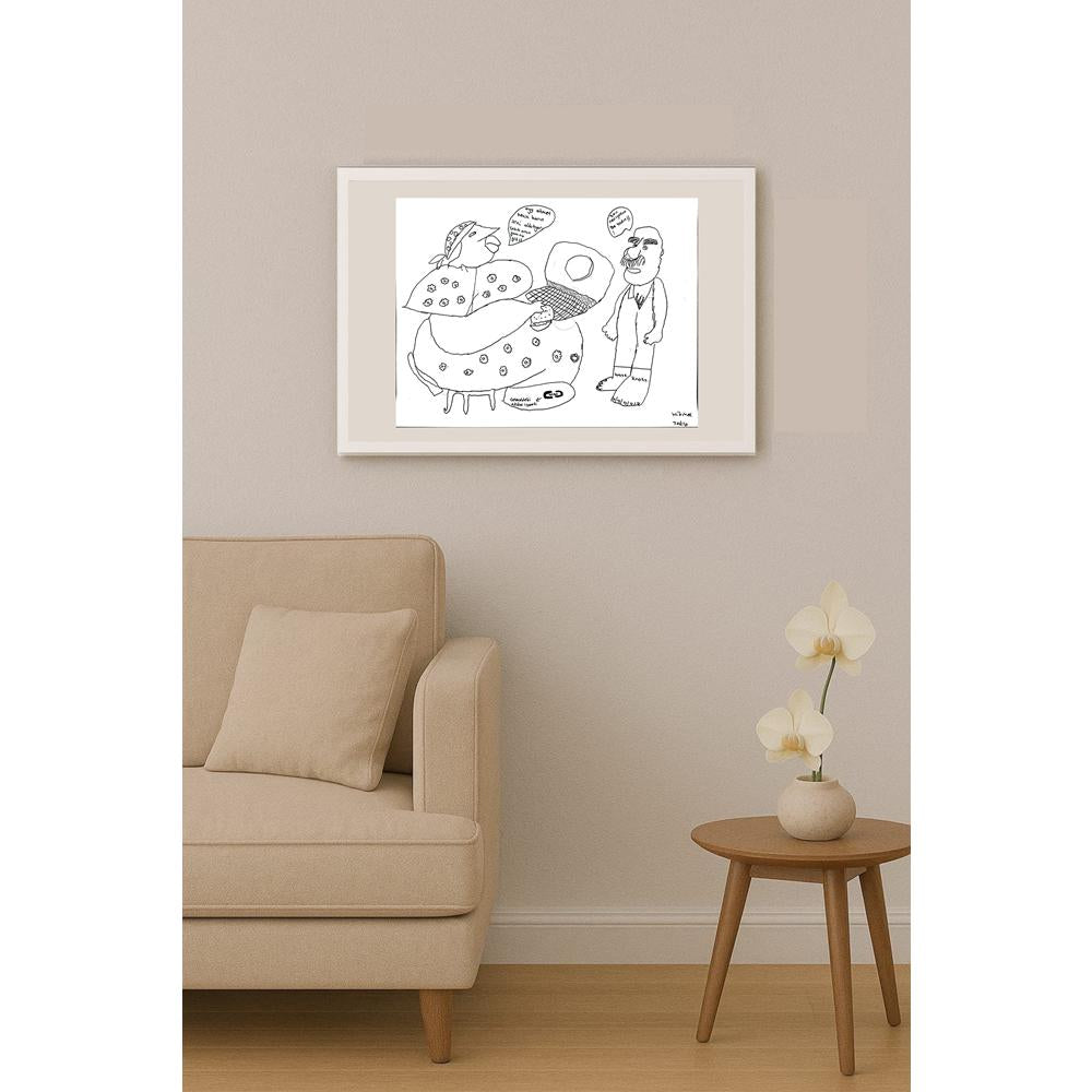 Hikmet Tekin 43x30cm Orijinal Karikatür BOD01473