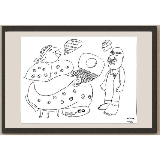 Hikmet Tekin 43x30cm Orijinal Karikatür BOD01473