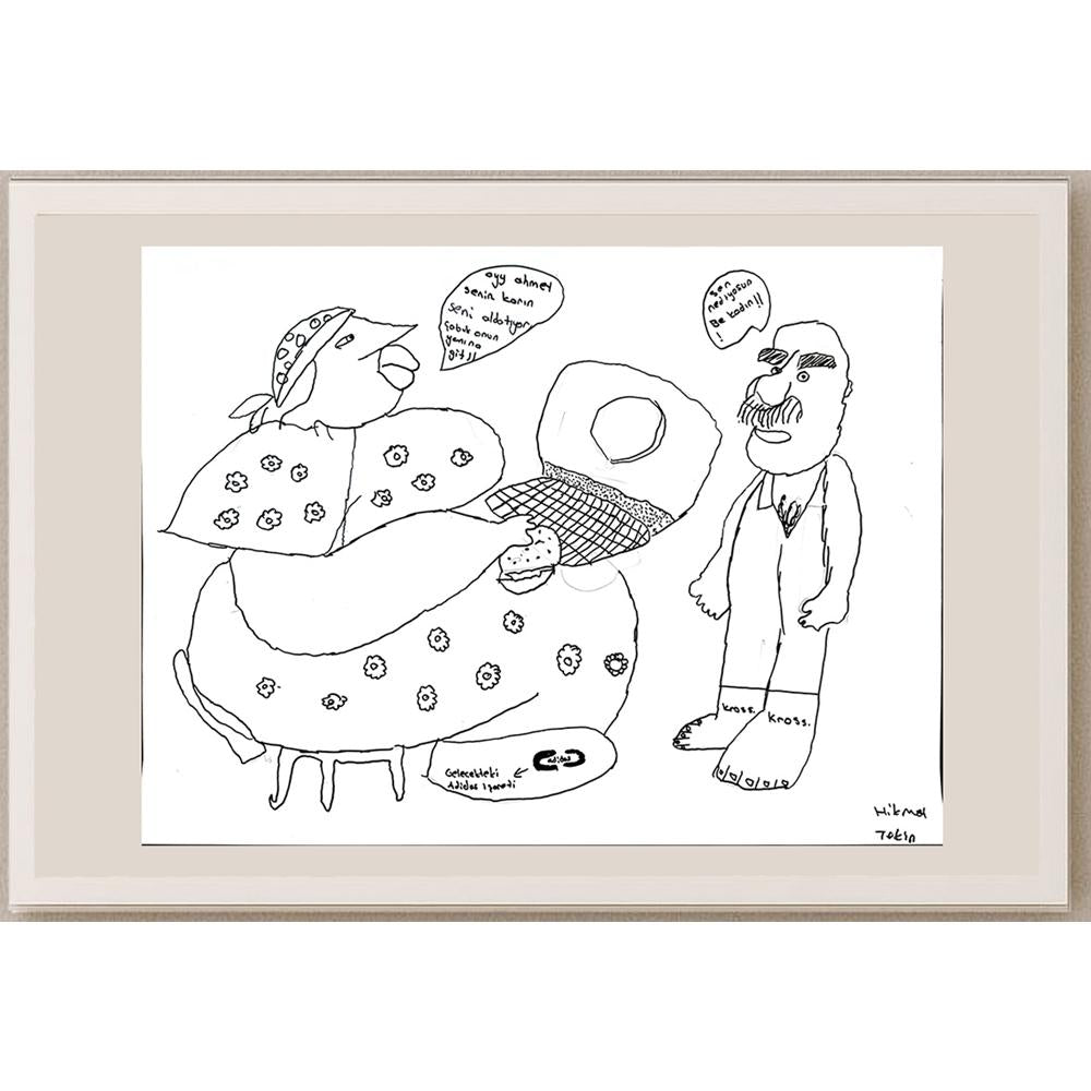 Hikmet Tekin 43x30cm Orijinal Karikatür BOD01473