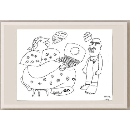 Hikmet Tekin 43x30cm Orijinal Karikatür BOD01473