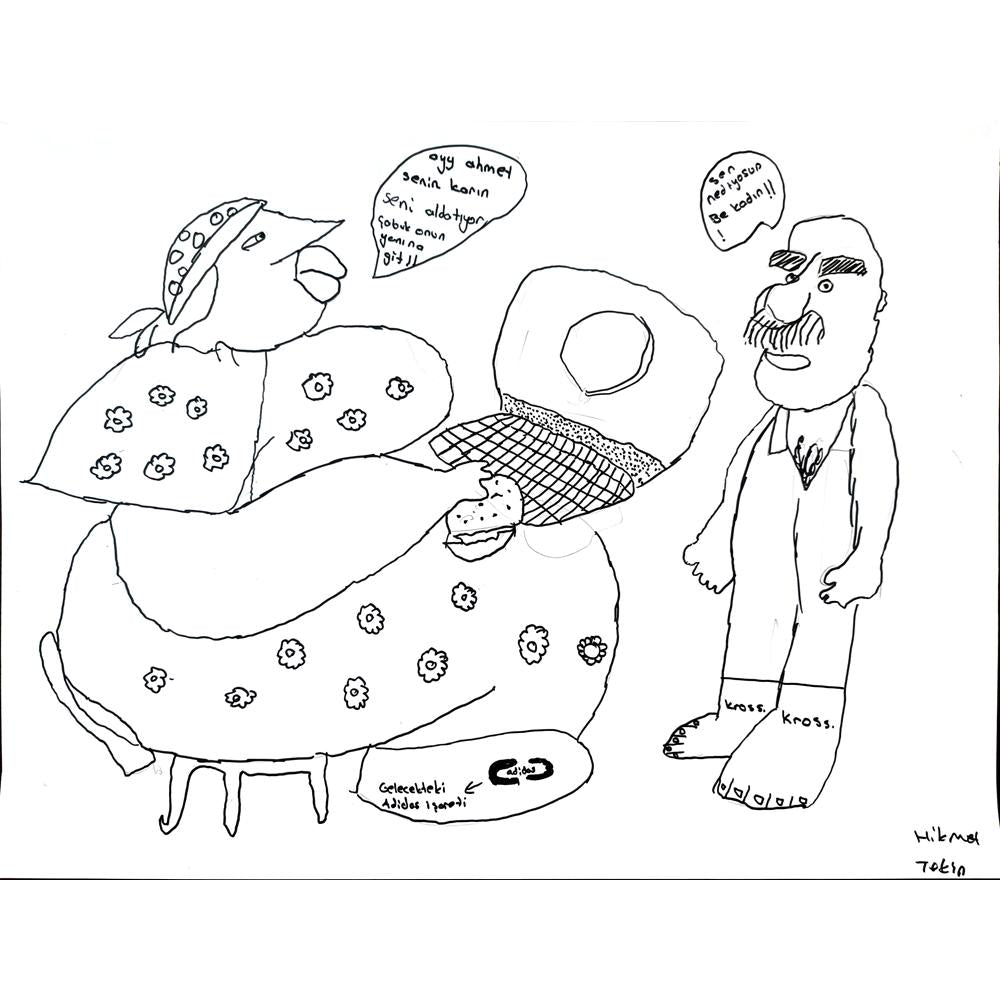 Hikmet Tekin 43x30cm Orijinal Karikatür BOD01473