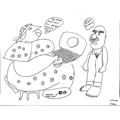 Hikmet Tekin 43x30cm Orijinal Karikatür BOD01473