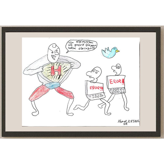 Ahmet Ertan 43x30cm Orijinal Karikatür BOD01476