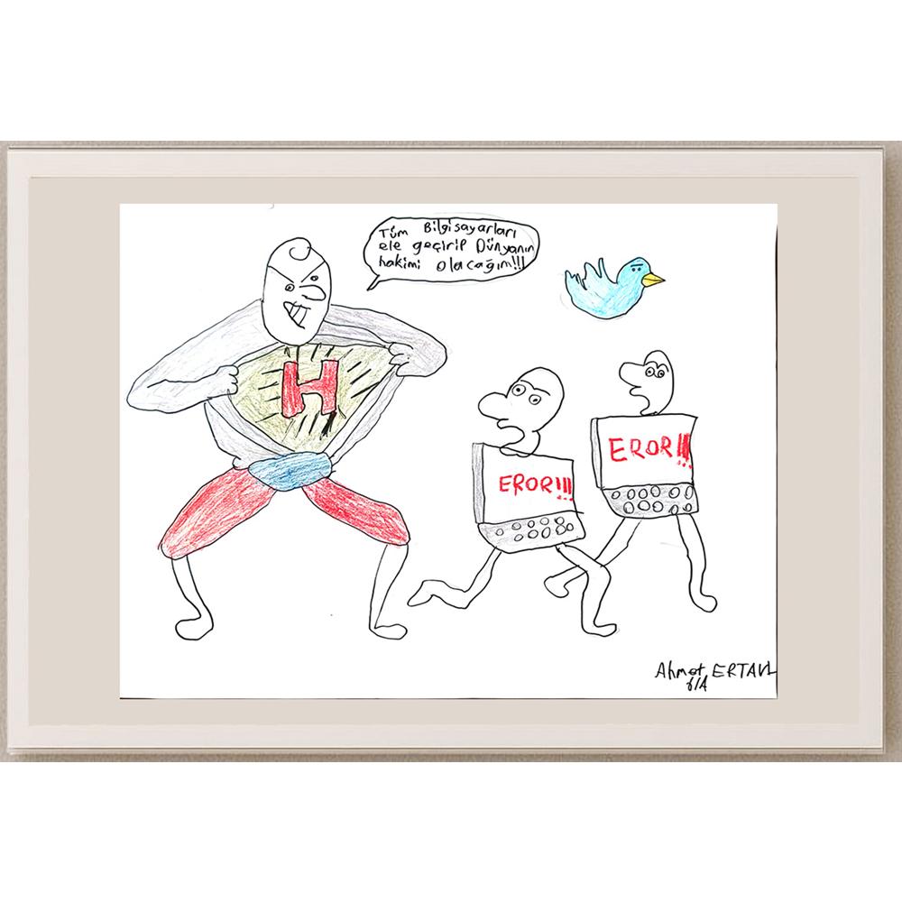 Ahmet Ertan 43x30cm Orijinal Karikatür BOD01476