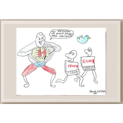 Ahmet Ertan 43x30cm Orijinal Karikatür BOD01476