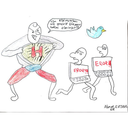 Ahmet Ertan 43x30cm Orijinal Karikatür BOD01476