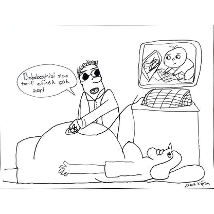 Mert Kağan Yavuz 43x30cm Orijinal Karikatür BOD01477