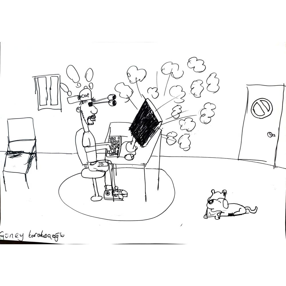 Güney Karakaşoğlu 43x30cm Orijinal Karikatür BOD01483