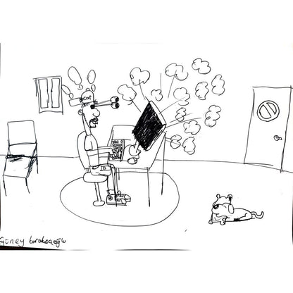 Güney Karakaşoğlu 43x30cm Orijinal Karikatür BOD01483