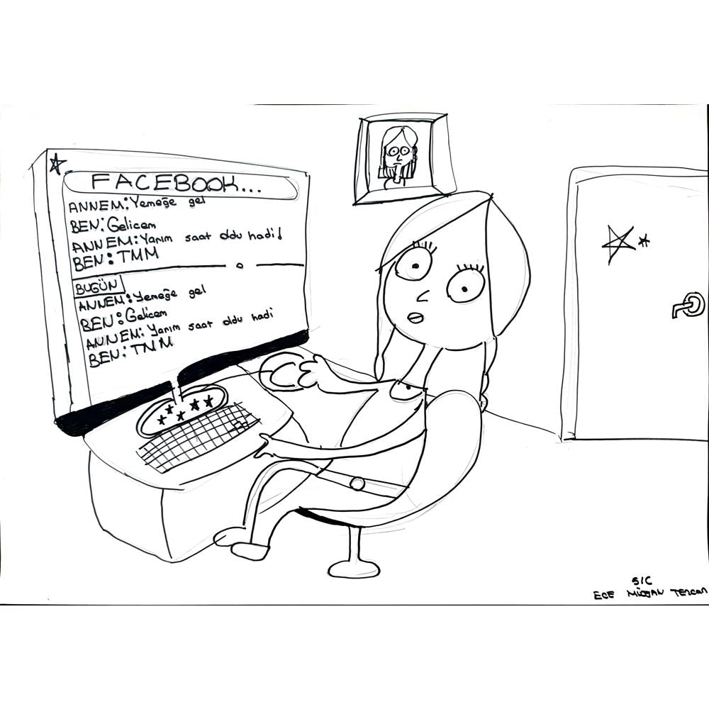 Ege Müjgan Tezcan 43x30cm Orijinal Karikatür BOD01486