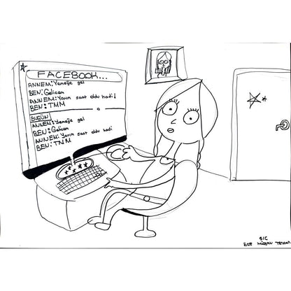 Ege Müjgan Tezcan 43x30cm Orijinal Karikatür BOD01486