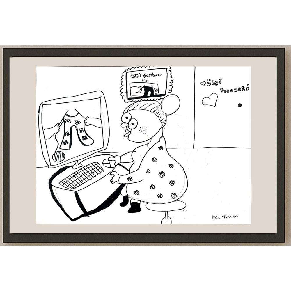 Ece Tezcan 43x30cm Orijinal Karikatür BOD01493