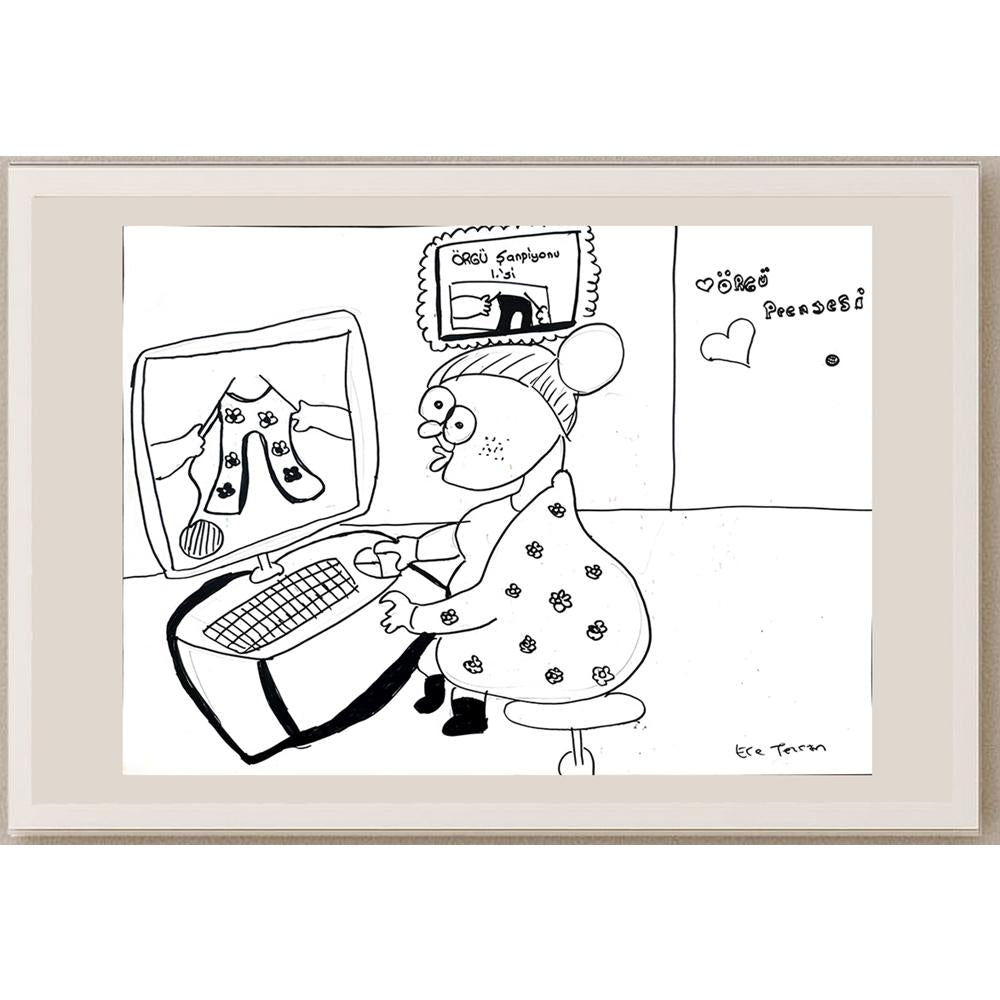 Ece Tezcan 43x30cm Orijinal Karikatür BOD01493