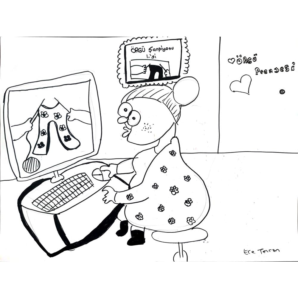 Ece Tezcan 43x30cm Orijinal Karikatür BOD01493