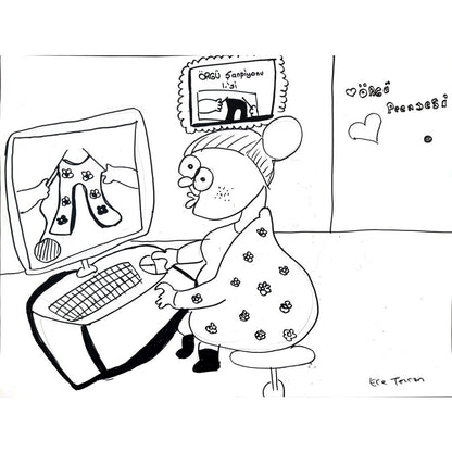 Ece Tezcan 43x30cm Orijinal Karikatür BOD01493