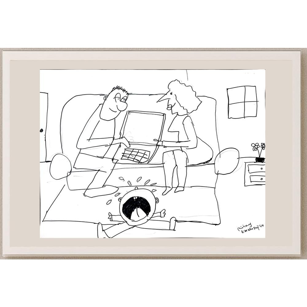 Güney Karakaşoğlu 43x30cm Orijinal Karikatür BOD01495