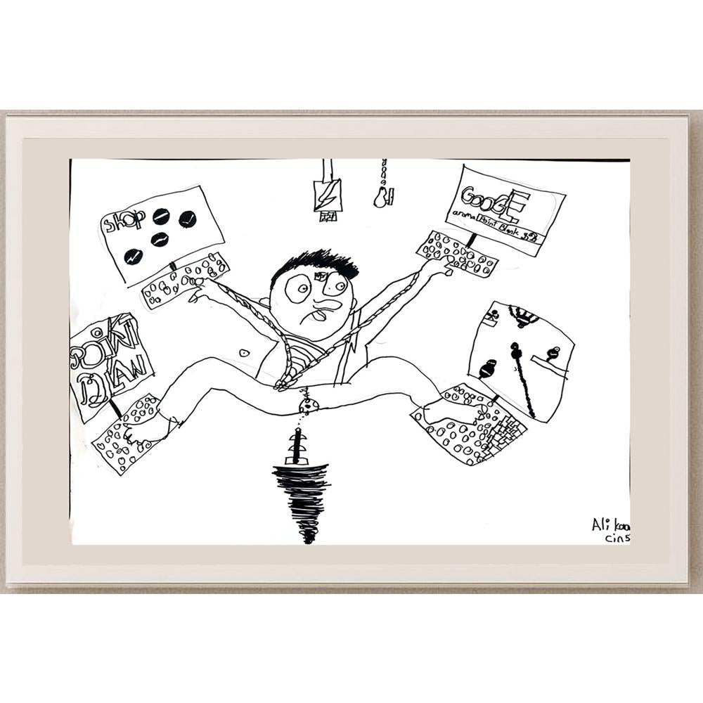 Ali Kaan Cin 43x30cm Orijinal Karikatür BOD01497