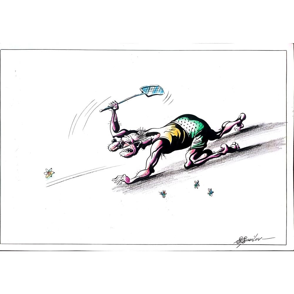 Sergey Savilov 29x21cm Orijinal Karikatür BOD01507