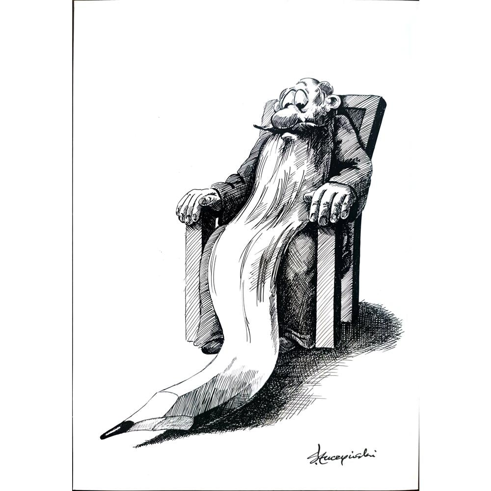 Slawomir Luczynski 29x21cm Orijinal Karikatür BOD01509