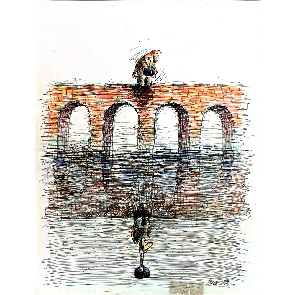 Viacheslav Bibishev 29x21cm Orijinal Karikatür BOD01529