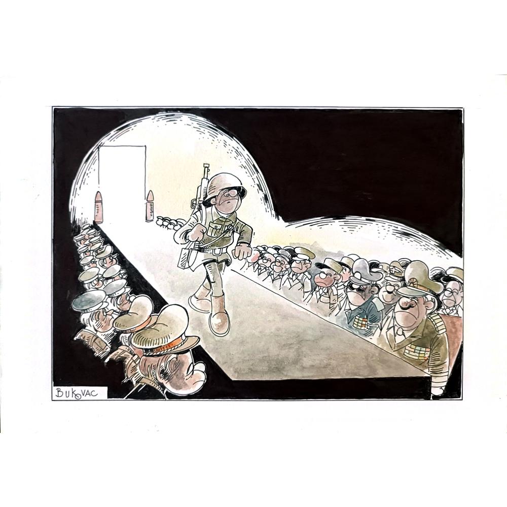 Milan Bukovac 29x21cm Orijinal Karikatür BOD01569