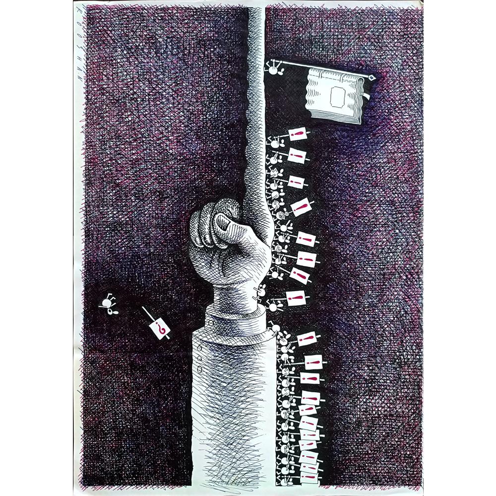 Rooshan Gataullin 43x30cm Orijinal Karikatür BOD01584