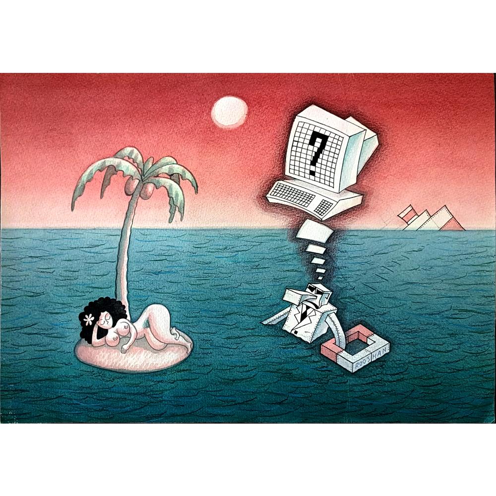 Rooshan Gataullin 43x30cm Orijinal Karikatür BOD01586