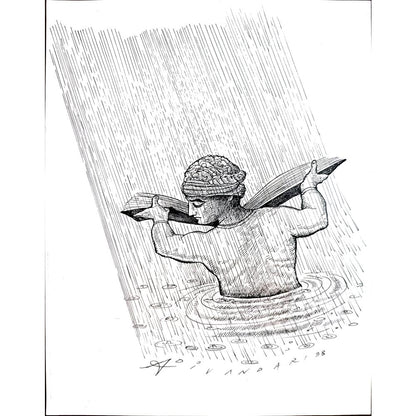 Ali Divandari 29x21cm Orijinal Karikatür BOD01707