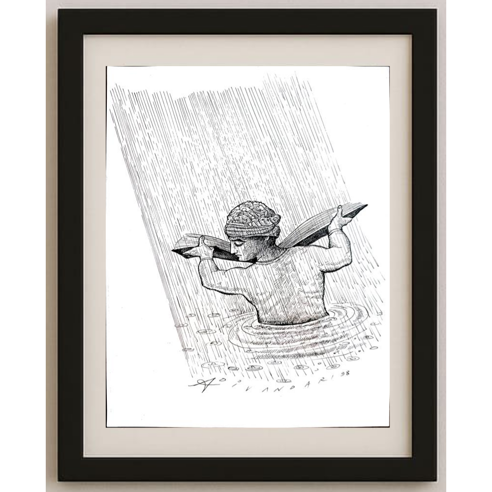 Ali Divandari 29x21cm Orijinal Karikatür BOD01707