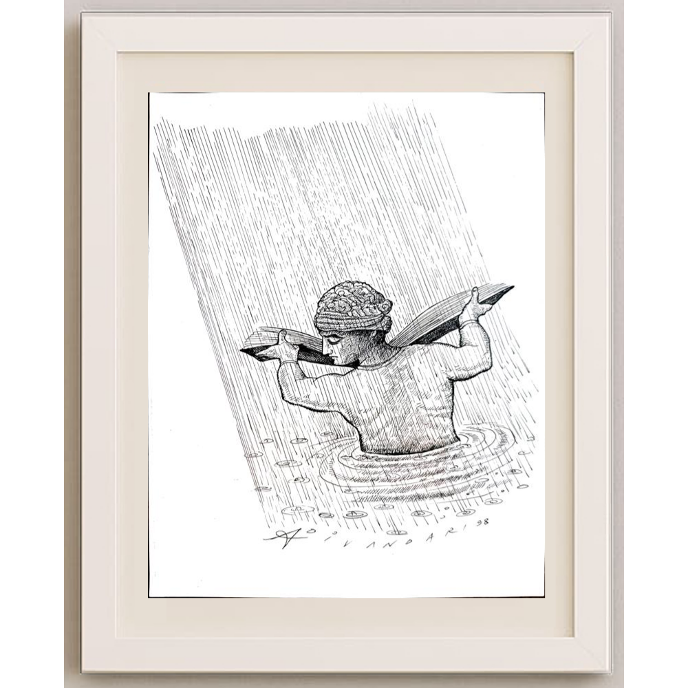 Ali Divandari 29x21cm Orijinal Karikatür BOD01707