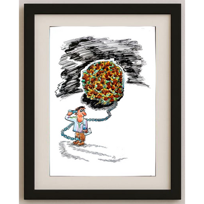 Mikael Botscharov 29x21cm Orijinal Karikatür BOD01768