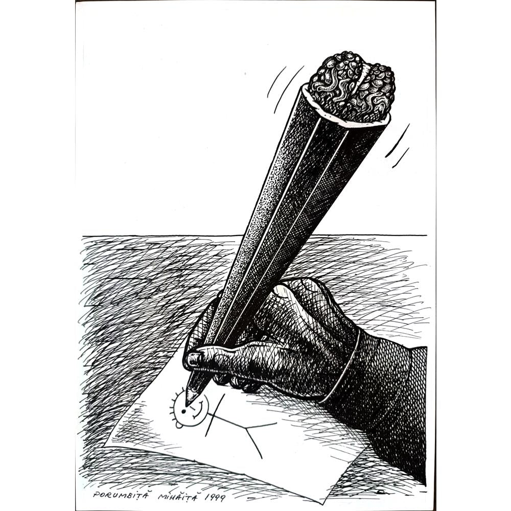 Porumbita Mihaita 29x21cm Orijinal Karikatür BOD01775