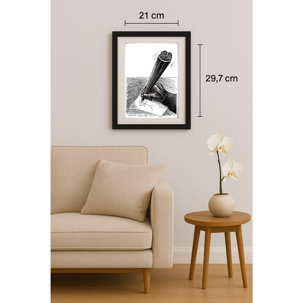 Porumbita Mihaita 29x21cm Orijinal Karikatür BOD01775