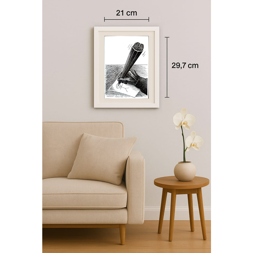 Porumbita Mihaita 29x21cm Orijinal Karikatür BOD01775