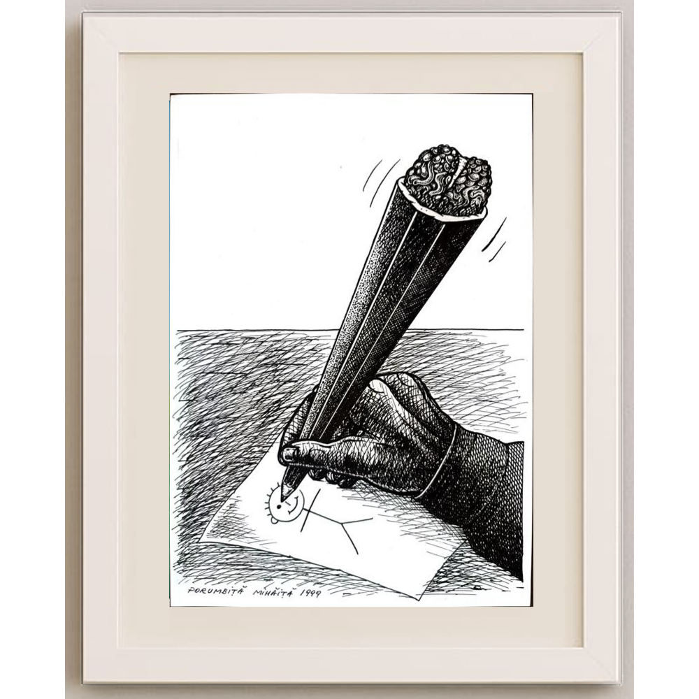 Porumbita Mihaita 29x21cm Orijinal Karikatür BOD01775