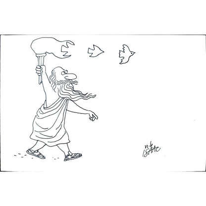 Norman İsaac 22x14cm Orijinal Karikatür BOD01779