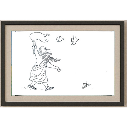 Norman İsaac 22x14cm Orijinal Karikatür BOD01779