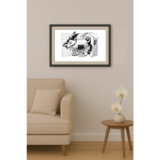 La Intrerupere 17x12cm Orijinal Karikatür BOD01784