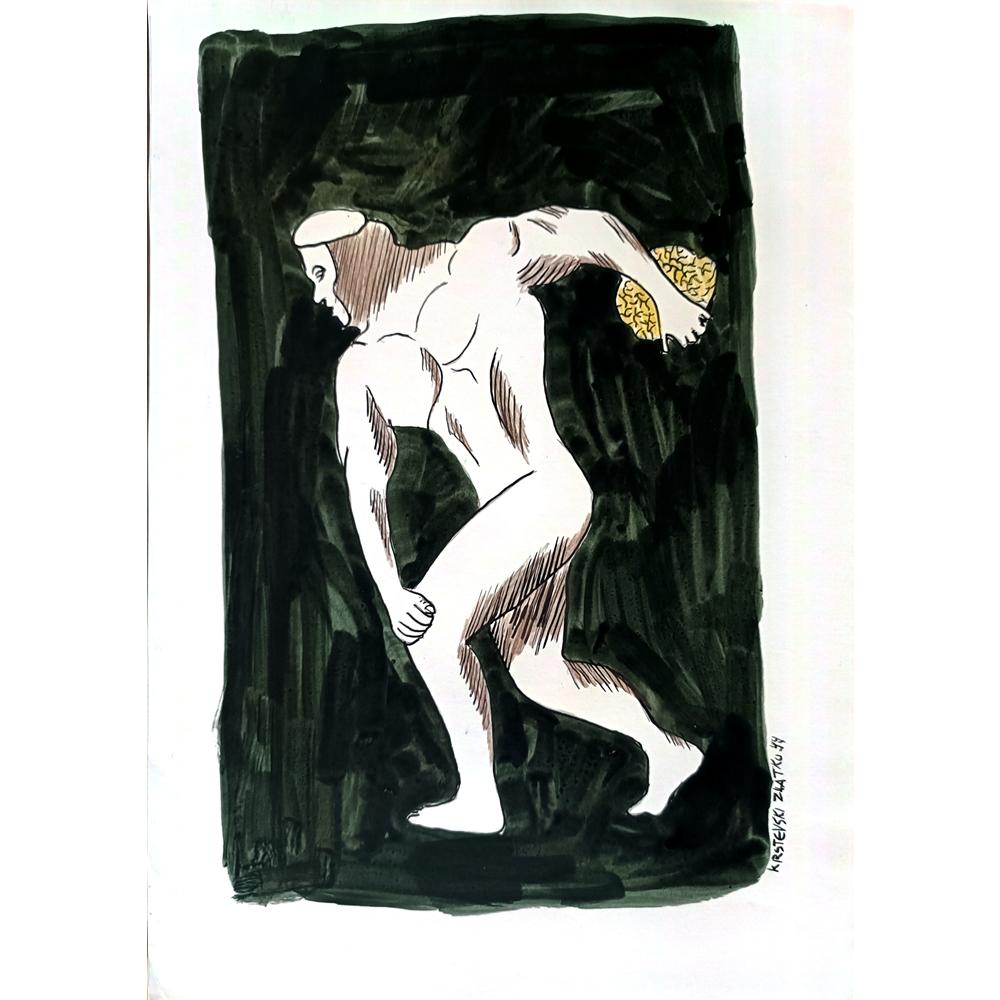 Zlatko Krstevski 30x23cm Orijinal Karikatür BOD01791