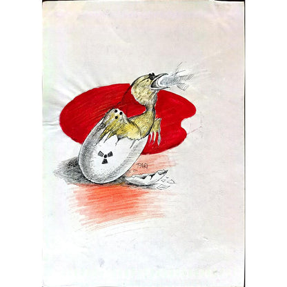 Pari Mohammad Nabi 29x21cm Orijinal Karikatür BOD01817