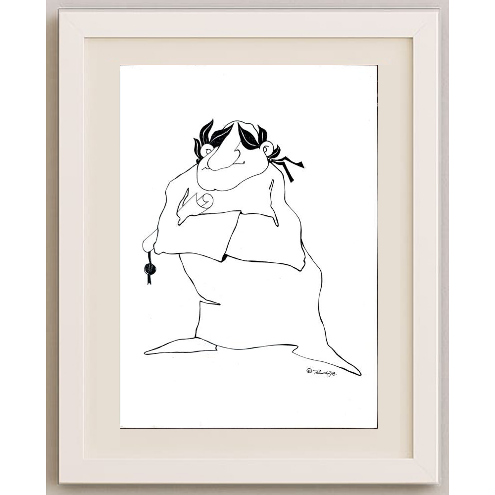 Rudi Schmückle 29x21cm Orijinal Karikatür BOD01856