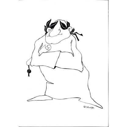Rudi Schmückle 29x21cm Orijinal Karikatür BOD01856