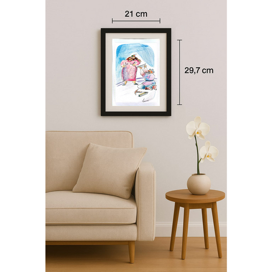 Andre Pijet 29x21cm Orijinal Karikatür BOD01864